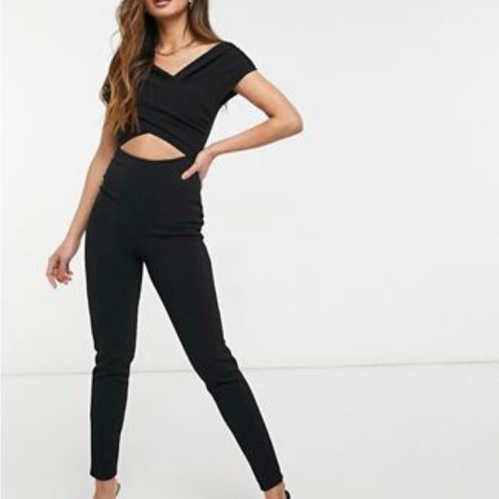 ASOS Design Off Shoulder Black Jumpsuit Size 6